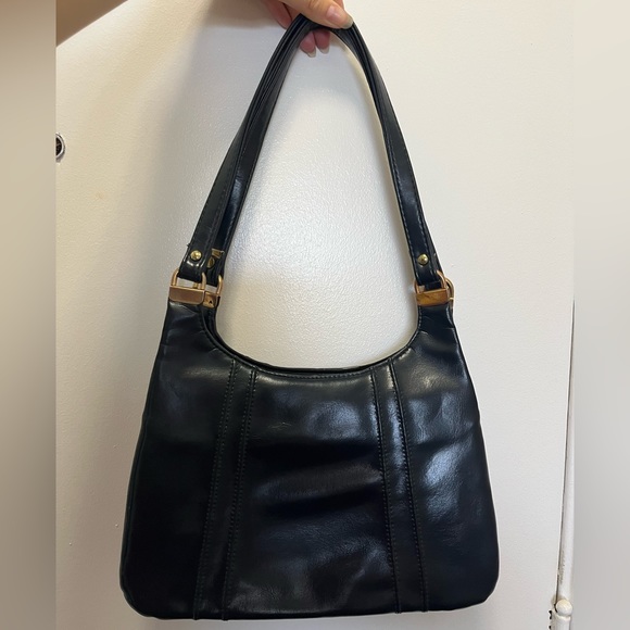 Genuine leather navy clasp shoulder bag vintage jr Julius resnick baguette bag - Picture 4 of 6